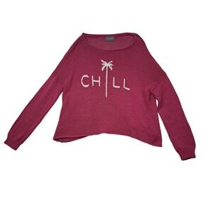 Wooden Ships Sweater Women's Small/Medium Pink Chill Open Knit Oversized Beach